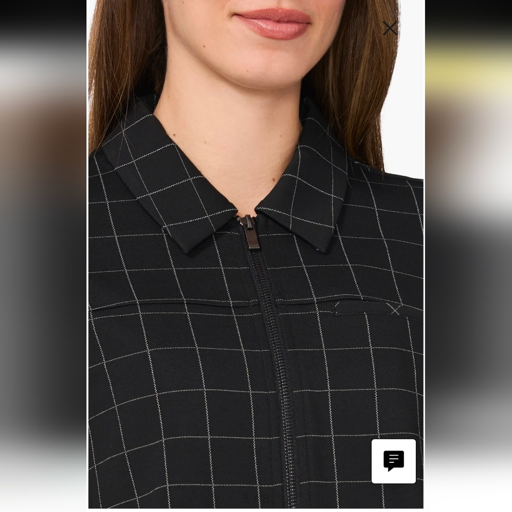 Windowpane Check Crop Zip-Up Jacket - image 3